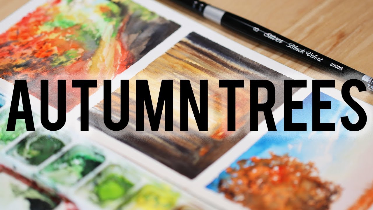 3 Easy Autumn Landscape Tree Watercolor Painting Ideas
