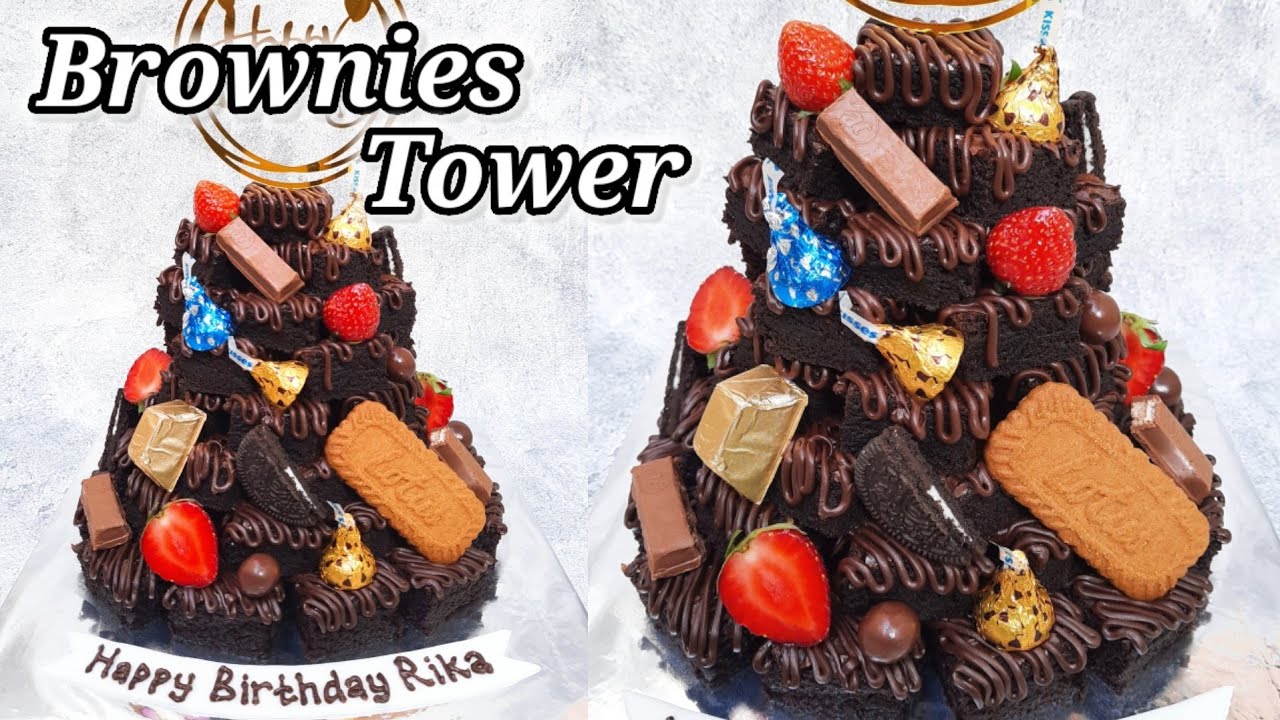 Brownies Tower | Kue Ulang Tahun Paling Simple, Hasilnya Mewah!