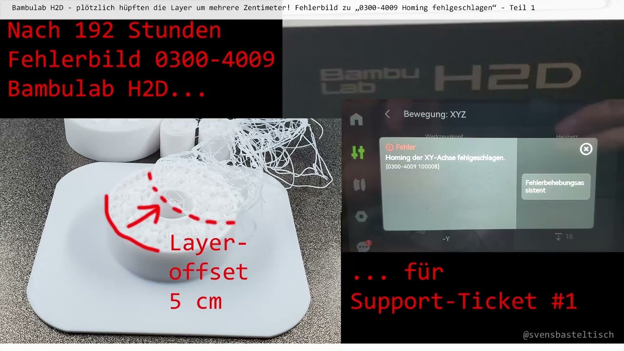 Bambulab H2D - Fehlerbild 0300-4009 Layerversatz und XY-Homing failure
