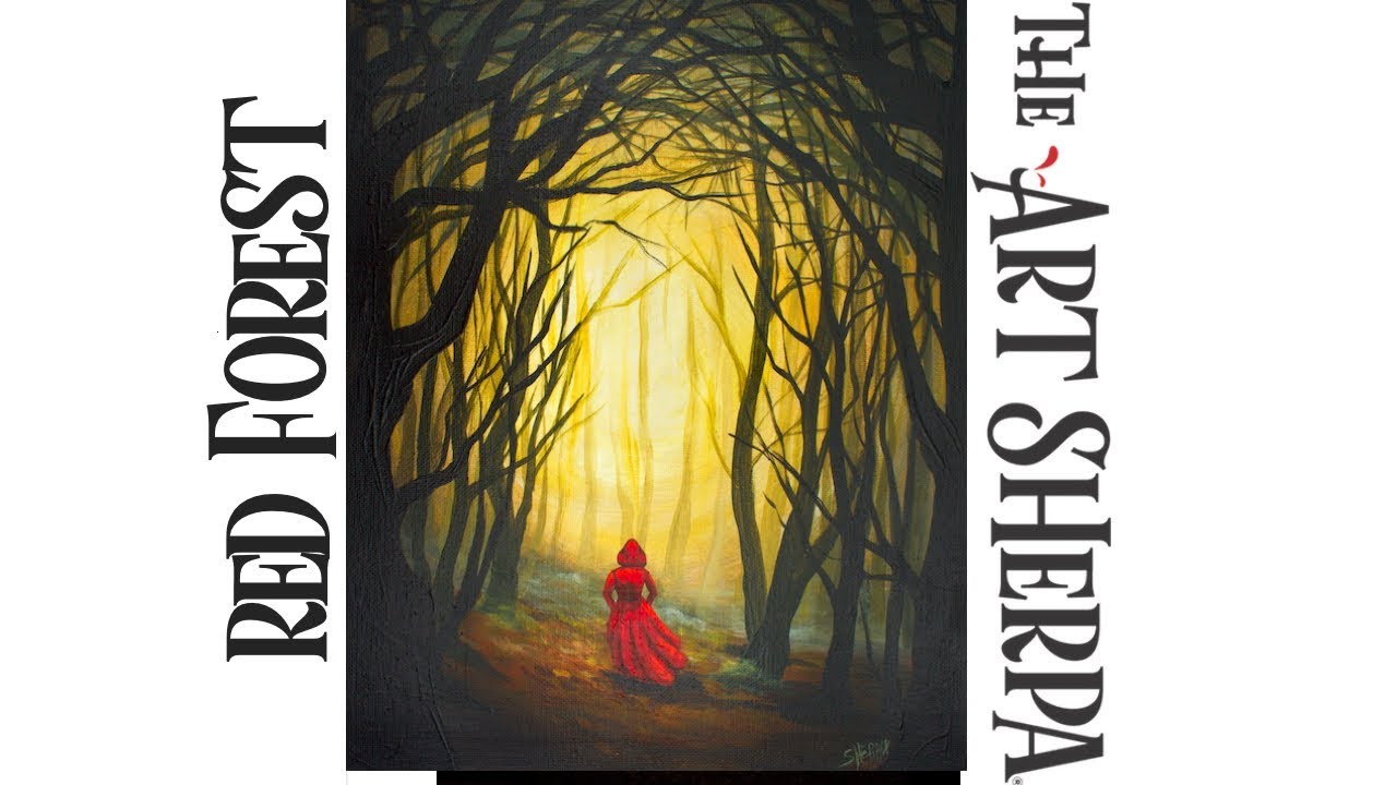 How to paint Acrylic Dark Fairy tail Woods Red Riding Hood LIVE | TheArtSherpa