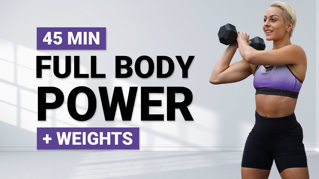 45 MIN FULL BODY POWER WORKOUT | EMOM | With + Without Weights | Strength + HIIT | Super Sweaty