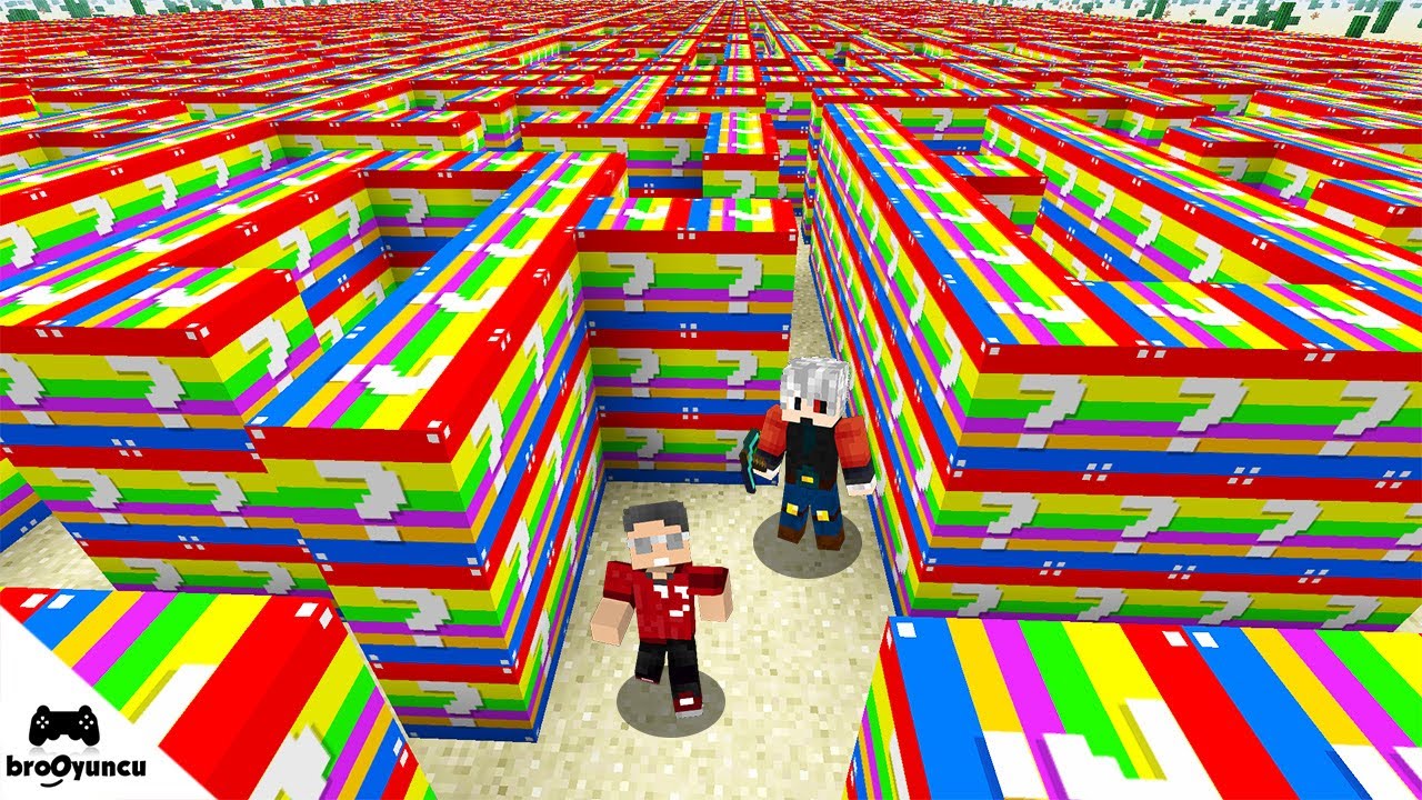 MİNECRAFT SÜPER RENKLİ GÖKKUŞAĞI LABİRENTİ ŞANS BLOKLARI YARIŞI
