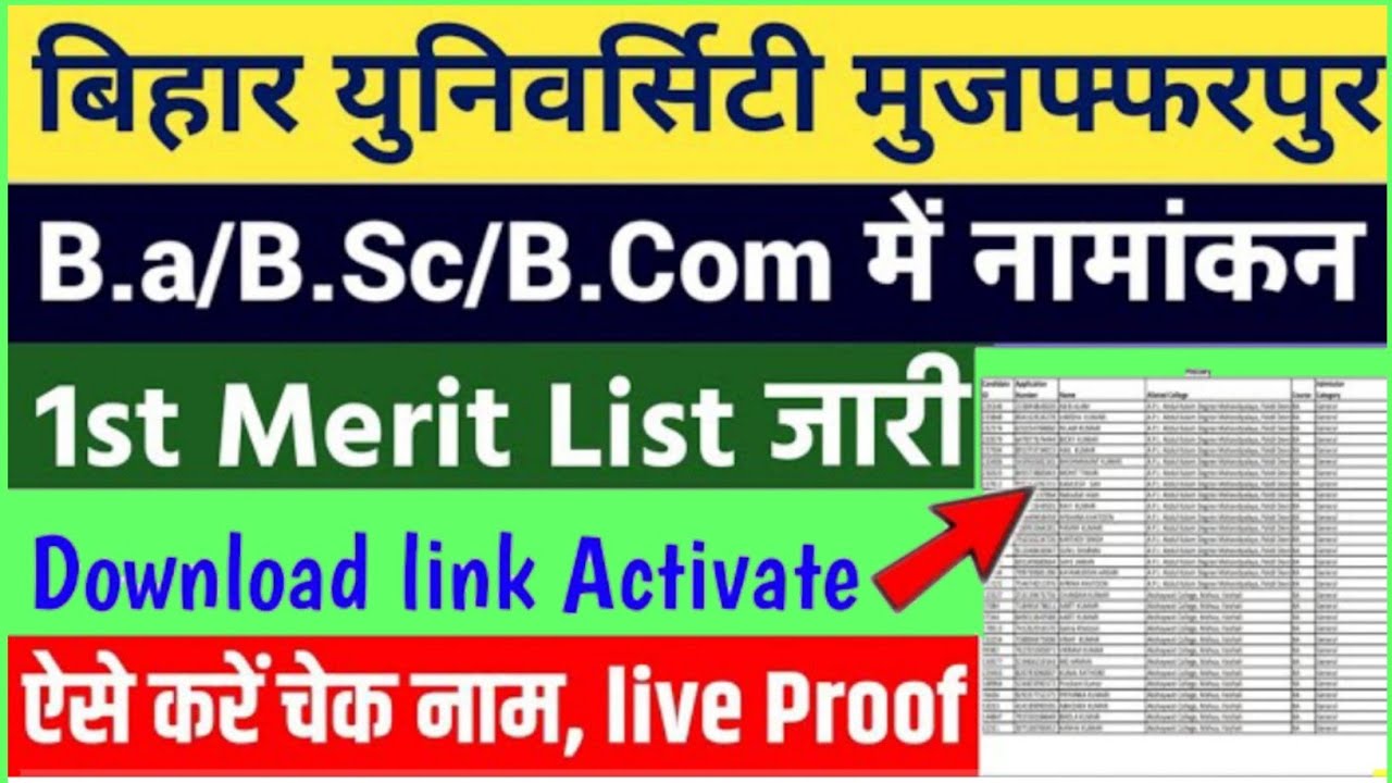 brabu merit list 2021 जारी 1st merit |brabu ug merit list 2021|bihar university ug merit list 2021