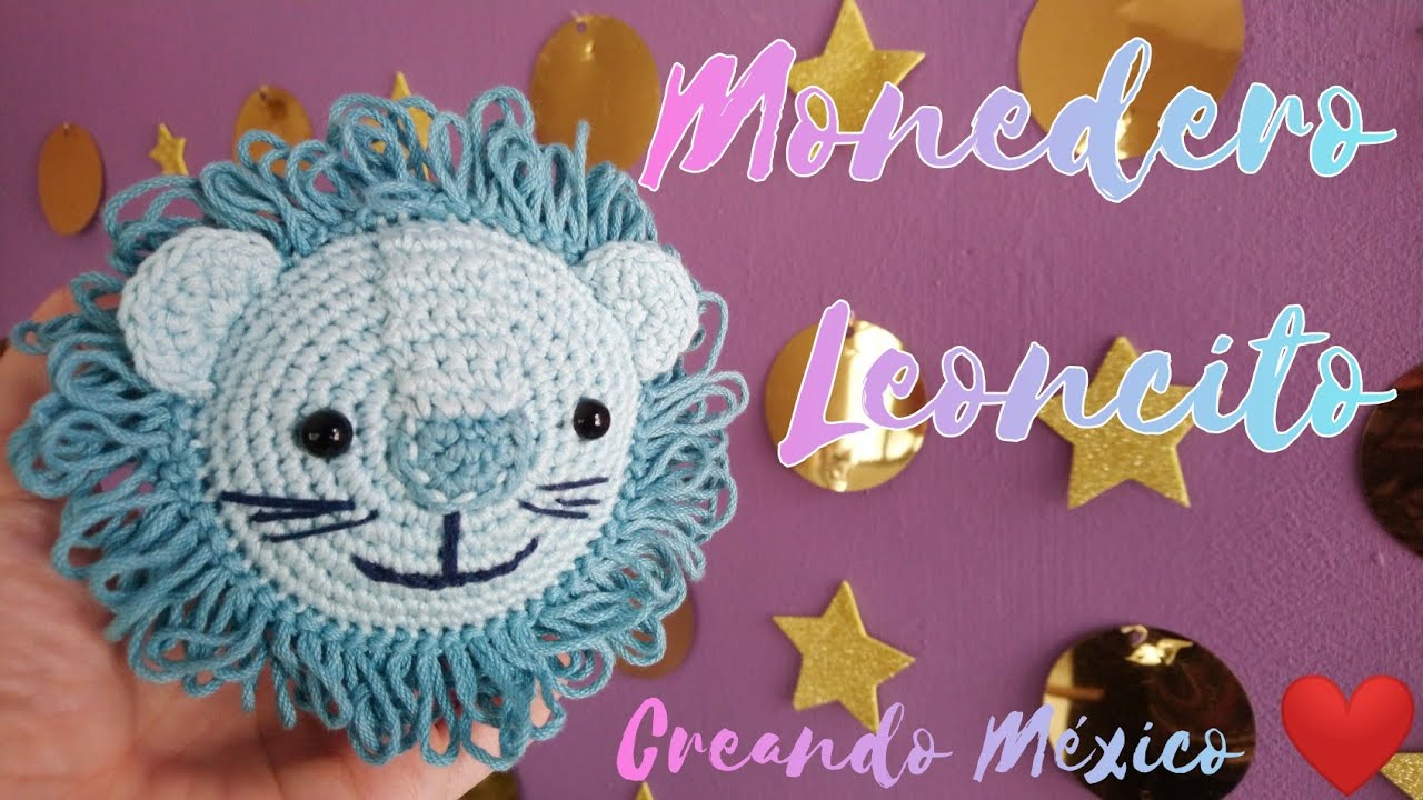 Tutorial Monedero Leoncito / Cómo tejer monedero a crochet paso a paso leoncito tierno kawaii