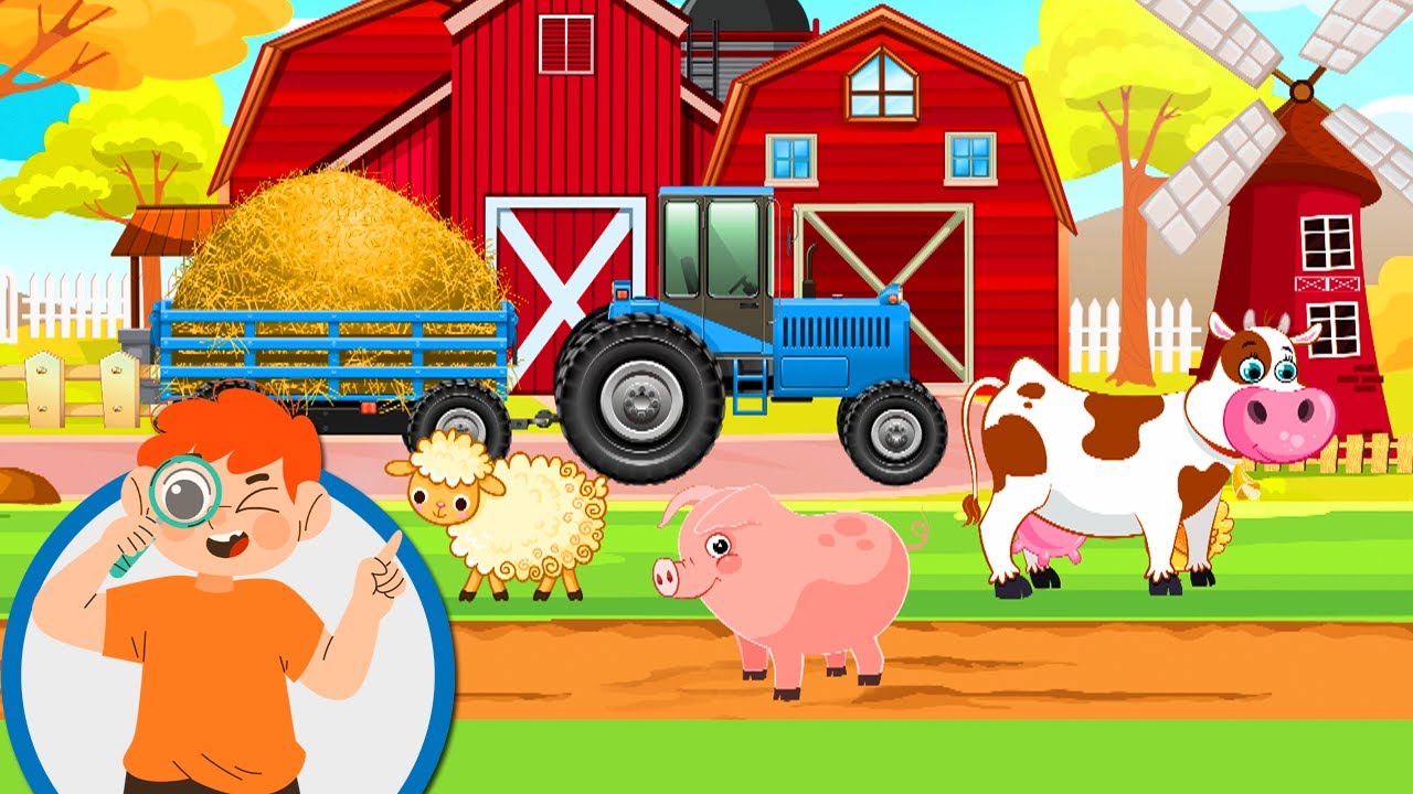 Ce am vazut la ferma - Animalele domestice - Desene educative pentru copii mici