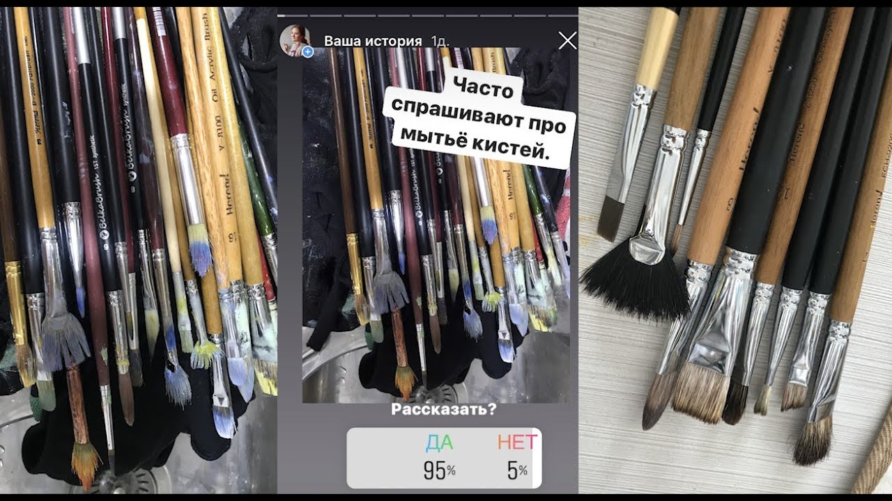 Как ухаживать за кистями для масляной живописи. How to care for oil painting brushes .