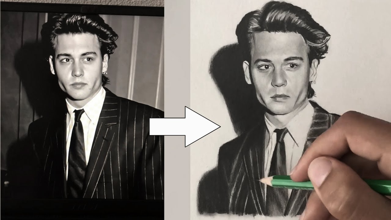 Comment j'ai dessiner ce portrait réaliste de Johnny Depp !
