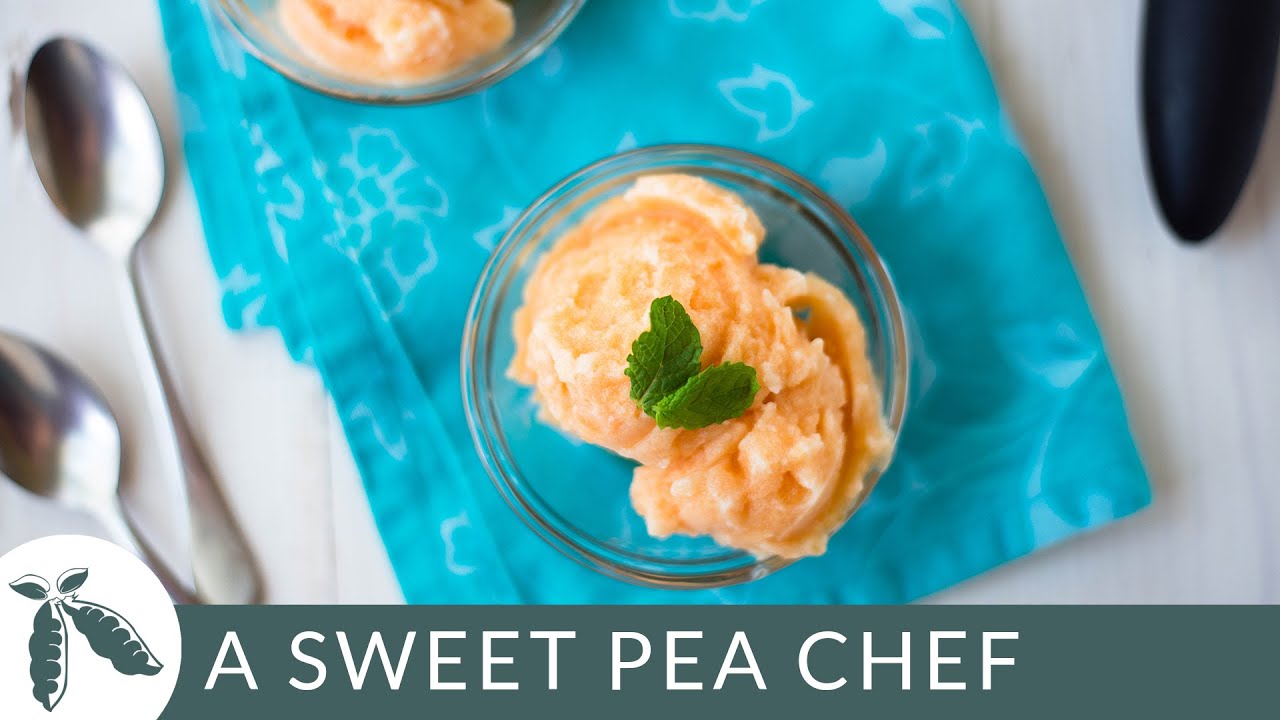 4 Ingredient Cantaloupe Sorbet Without an Ice Cream Machine | A Sweet Pea Chef
