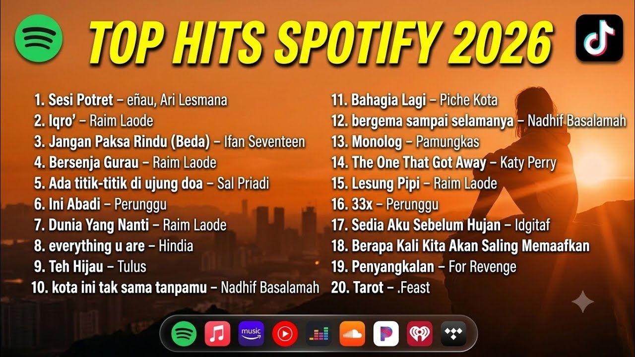 Playlist Lagu Spotify 2026 Terpopuler, Lagu Viral TikTok Paling Galau!