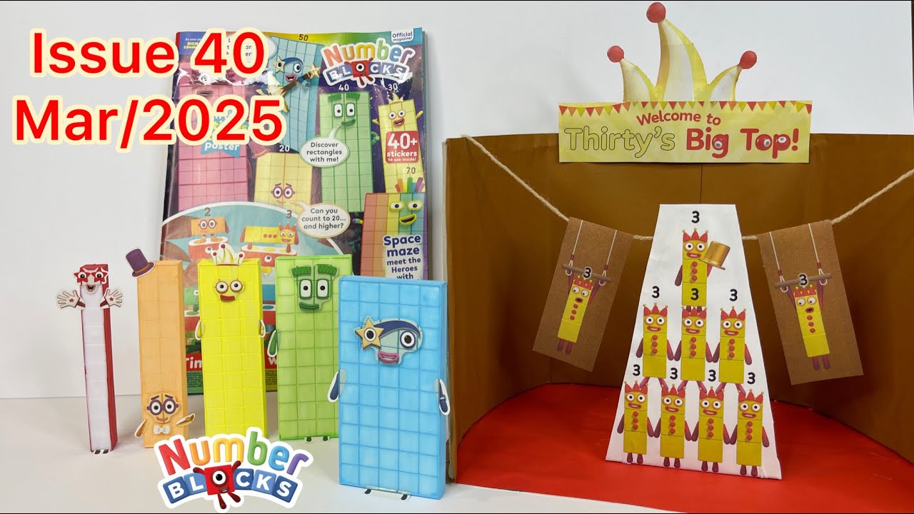 Numberblocks magazine, issue 40, Mar/2025, Land of the Giants, paint and play set, 🔟 20, 30, 40, 50