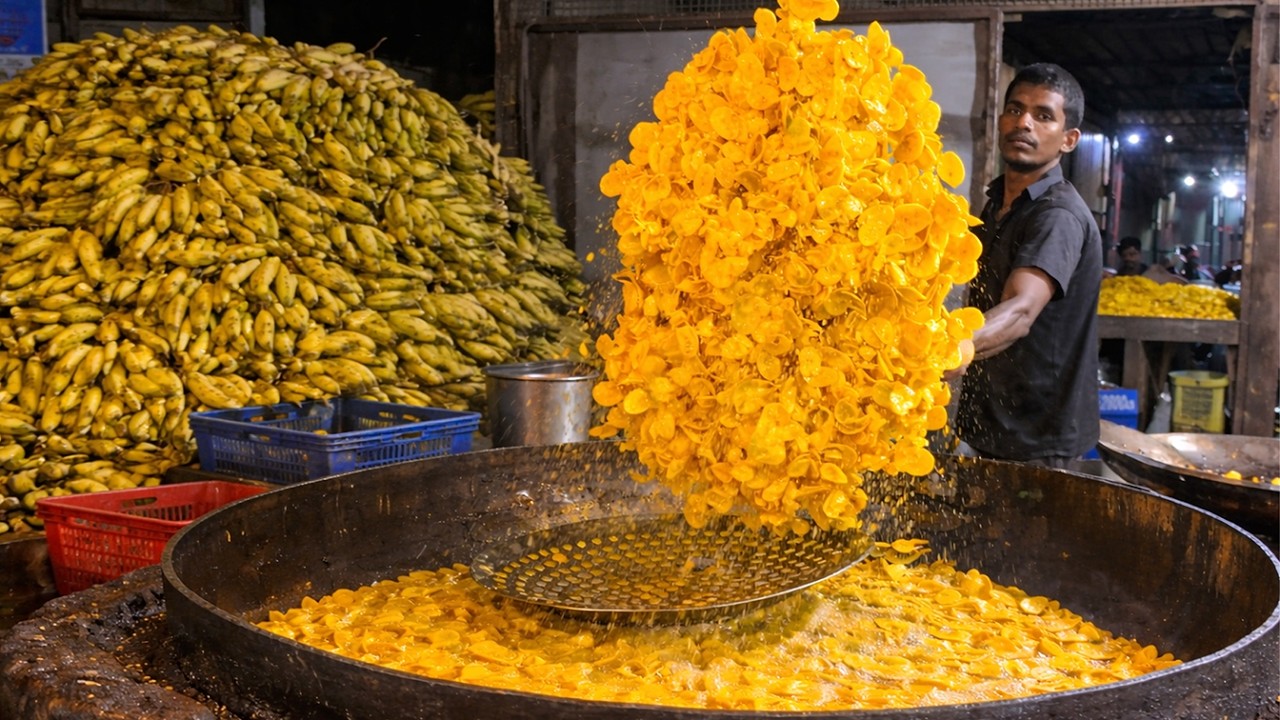 Hot & Crispy Nendra Banana Chips – Street Food Process