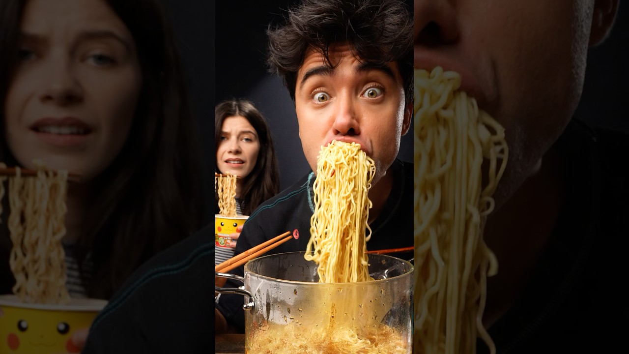 Small vs GIANT Ramen Noodles Eating Challenge
