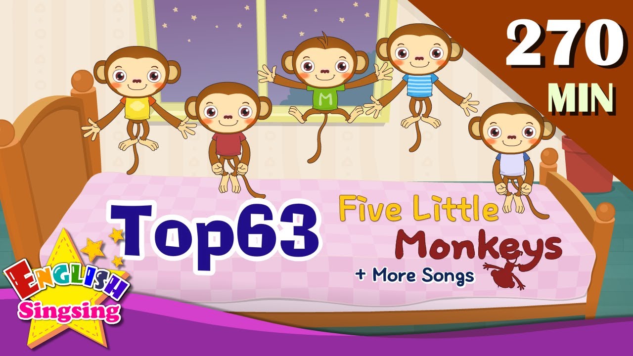 Five Little Monkeys + More Nursery Rhymes | Top 63 Kids songs with lyrics | English kids video