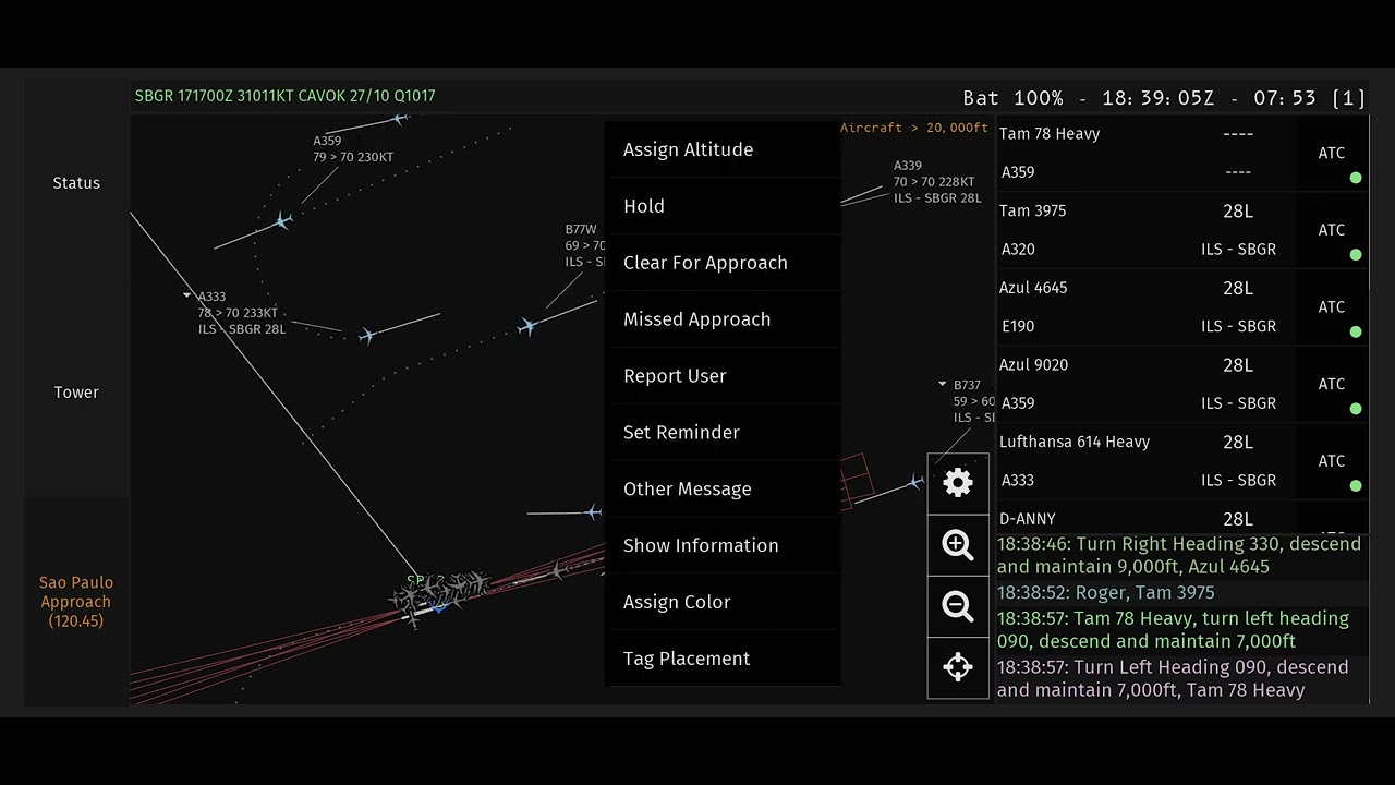 Infinite Flight ATC: Guarulhos Approach | SBGR Schedule day | Expert Server