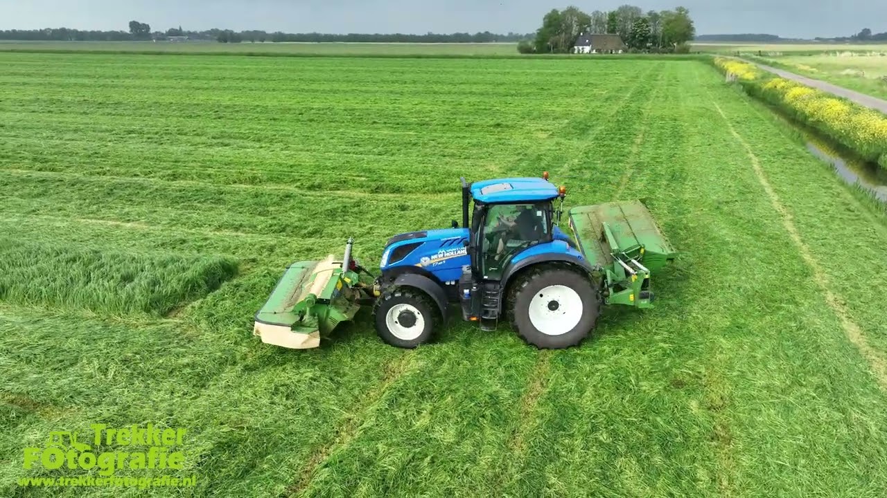 Eerste snede gras maaien 2023 | Mowing First cut | Gras Mähen | Maurice Land | New Holland + Krone