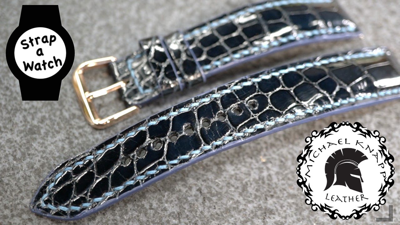 Handmade Genuine Alligator Watch Strap in Royal 'Midnight' Blue by Michael Knapp Leather. HE's BACK!