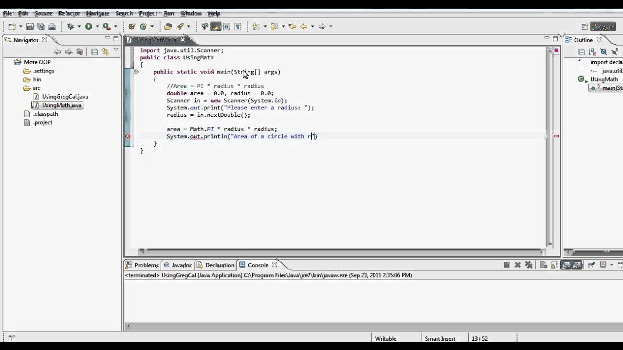 Java Tutorial - Working with Math Class 1