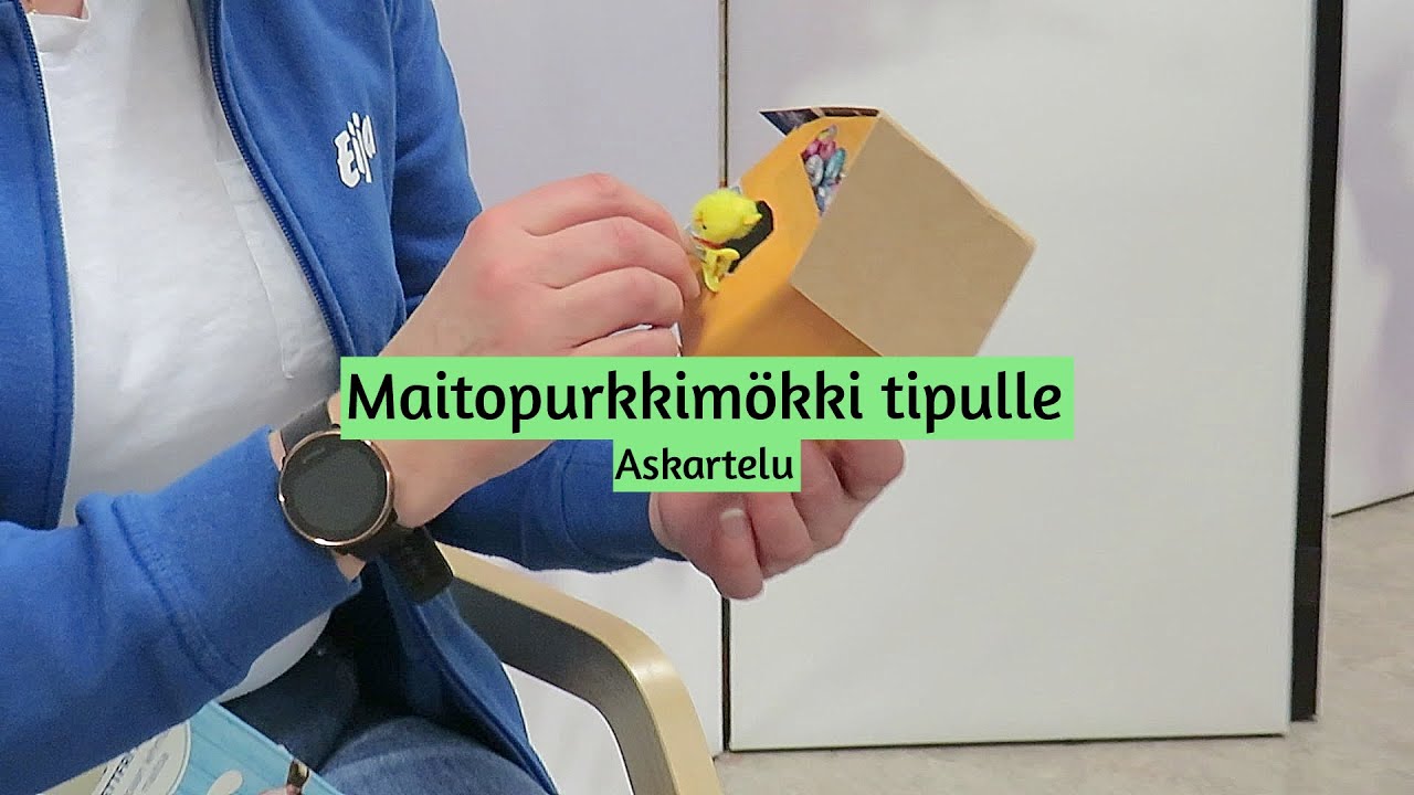 Maitopurkkimökki tipulle -Askartelu
