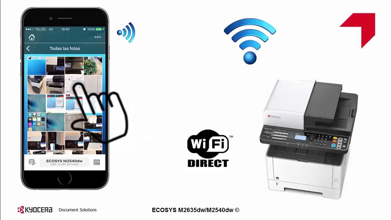 ECOSYS M2635dw/M2540dw  Configuración WiFi direct usando KYOCERA Mobile Print