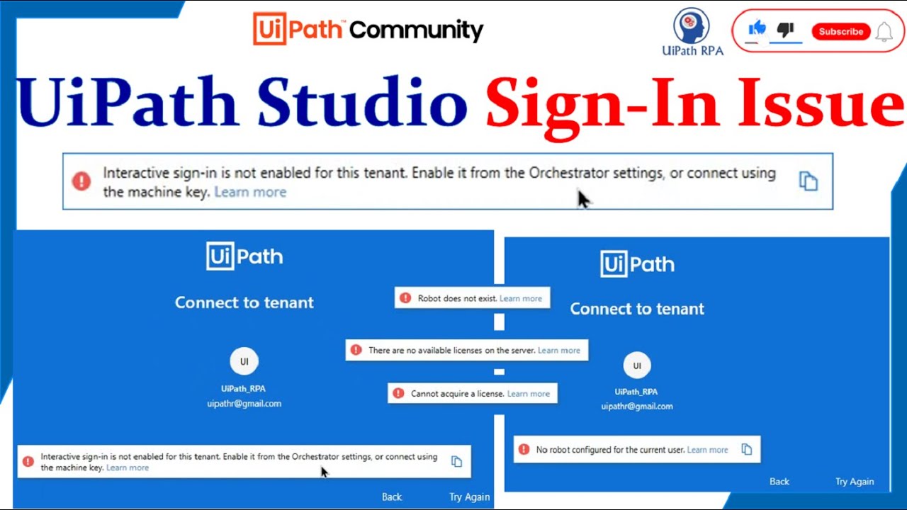 Resolve UiPath Studio Sign In Issue | Interactive Sign In is not enabled for this tenant UiPath