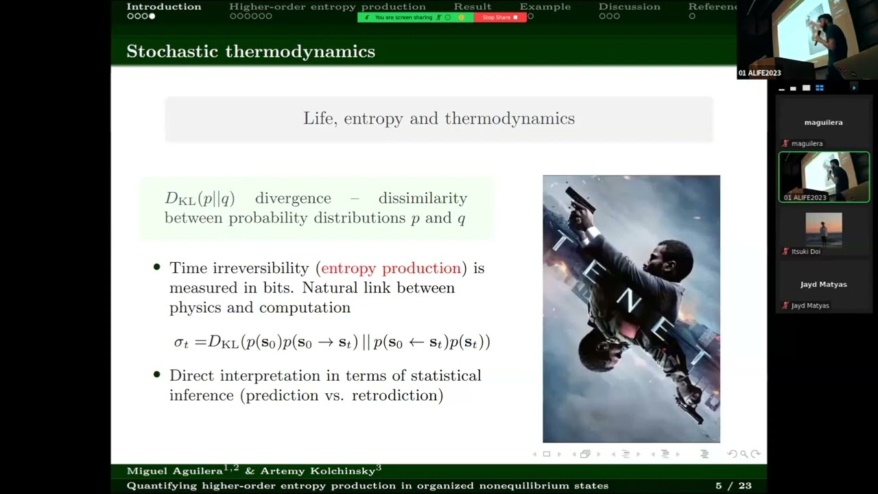 ALIFE2023: Quantifying higher-order entropy production in organized nonequilibrium states