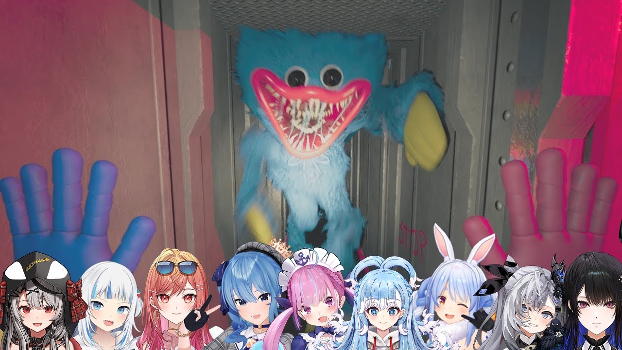 Hololive members reaction to the Huggy Wuggy chase in Poppy Playtime [Hololive Clip]