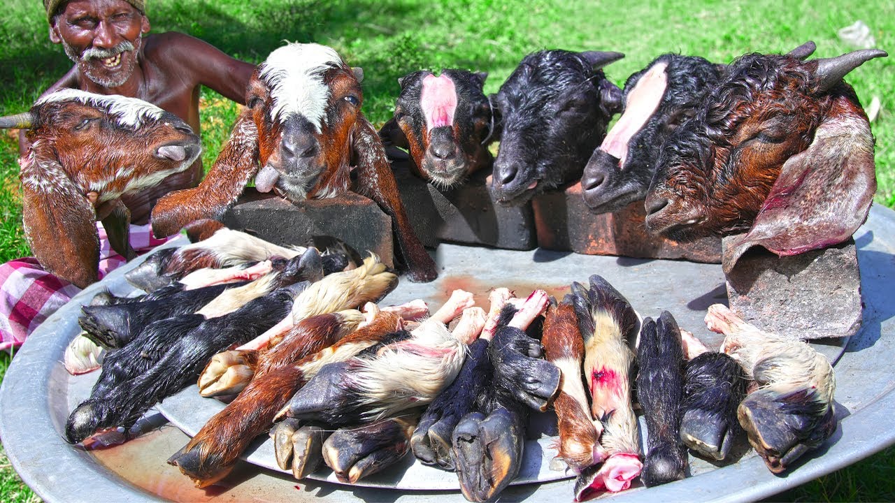 VILLAGE FAMUS GOAT HEAD LEG RECIPE | கிராமத்து ஆட்டு தலை கால் கரி | Healthy and Tasty Mutton Curry