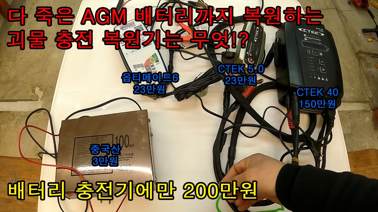 배터리 복원기에만 200만원 썼습니다. 죽은 AGM 배터리 복원에 성공한 제품은 과연..? (CTEK, 옵티메이트6, 중국산 알리 복원기)