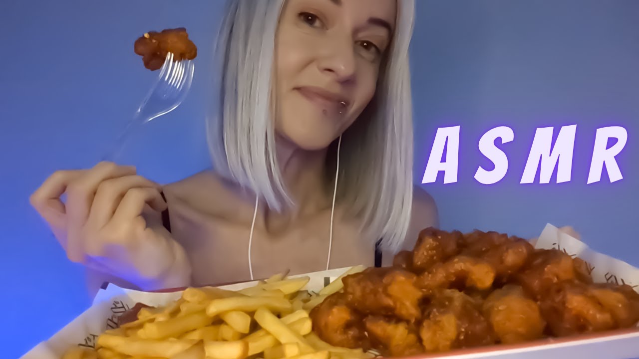 Mukbang ASMR | Sweet Chilli Chicken Bites (stomach growls, rambles)