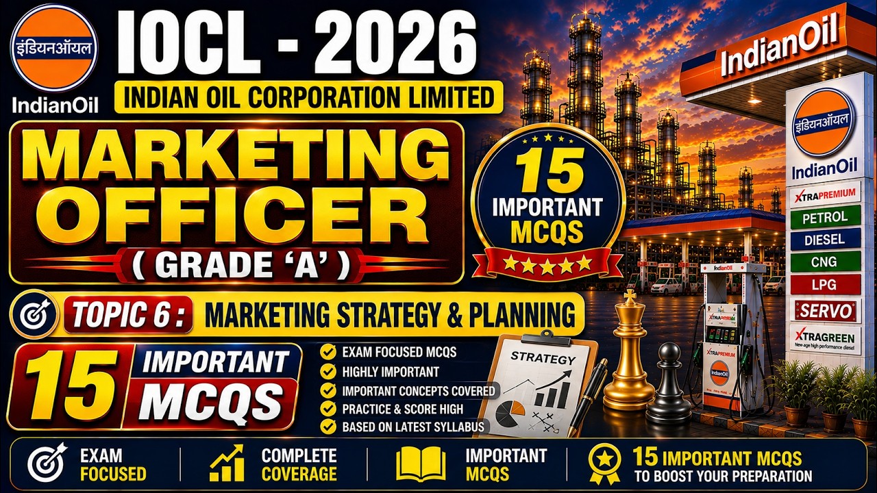 Marketing Strategy & Planning MCQs | IOCL Recruitment 2026 | IOCL Marketing Officer PDF Notes 2026
