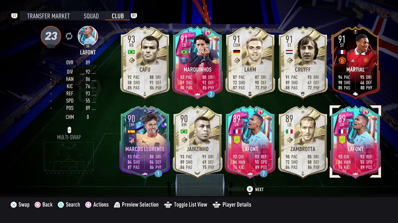 FUT 23 - With 91 Cruyff, 93 Cafu, 90 Jairzinho, 89 Martial, 91 Lahm, 86 Kimpembe!