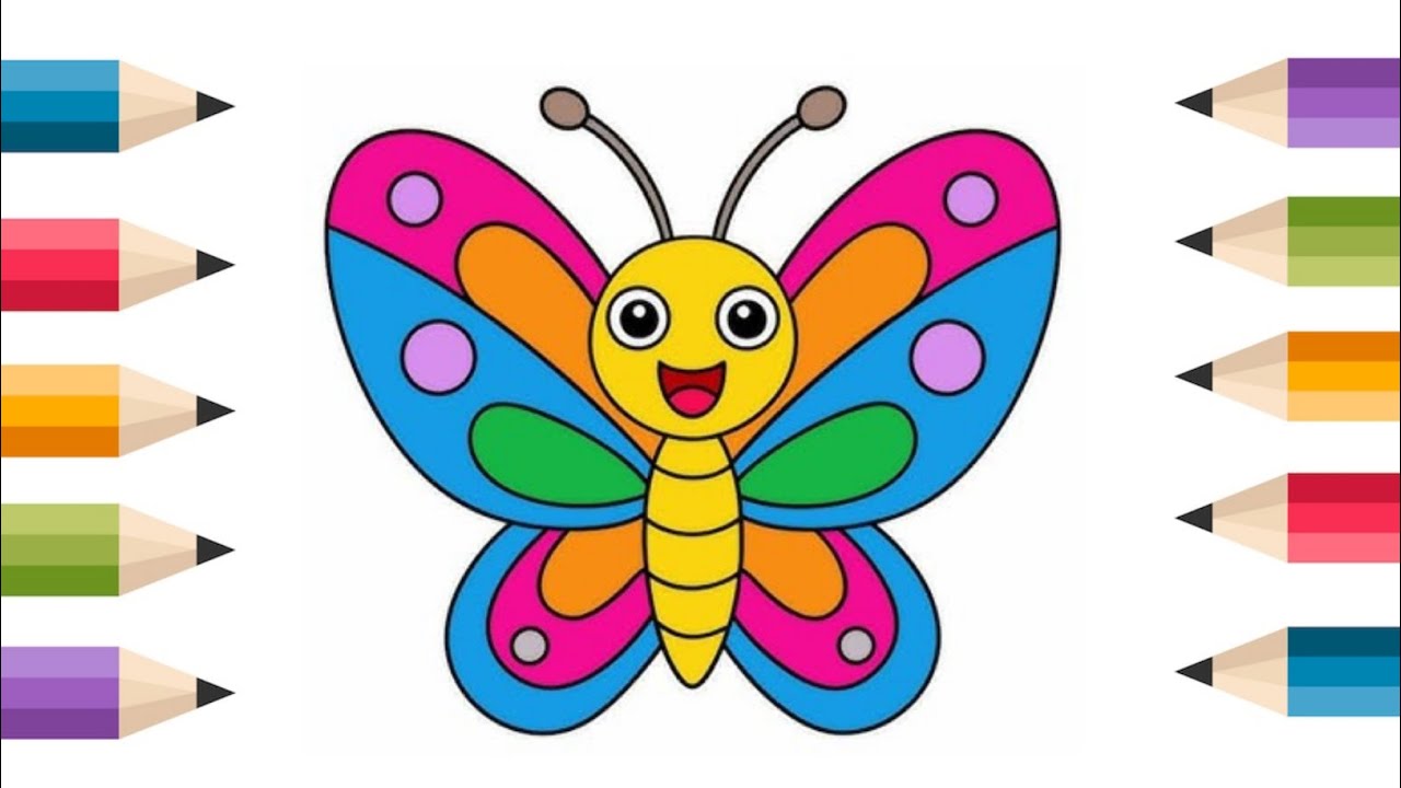 How to Draw a Butterfly For Kids drawing| coloring of a Butterfly easy drawing step by step 🎨🎨🎨