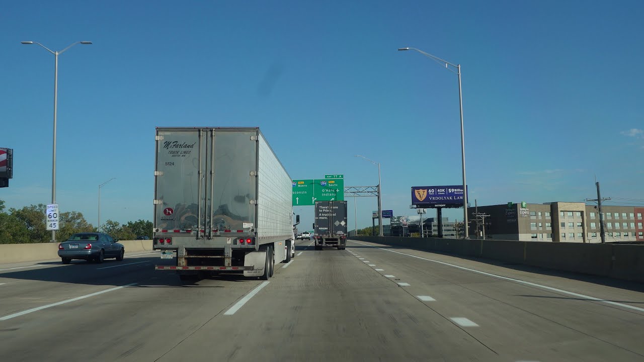 Schaumburg to Chicago I-90 Highway Drive 