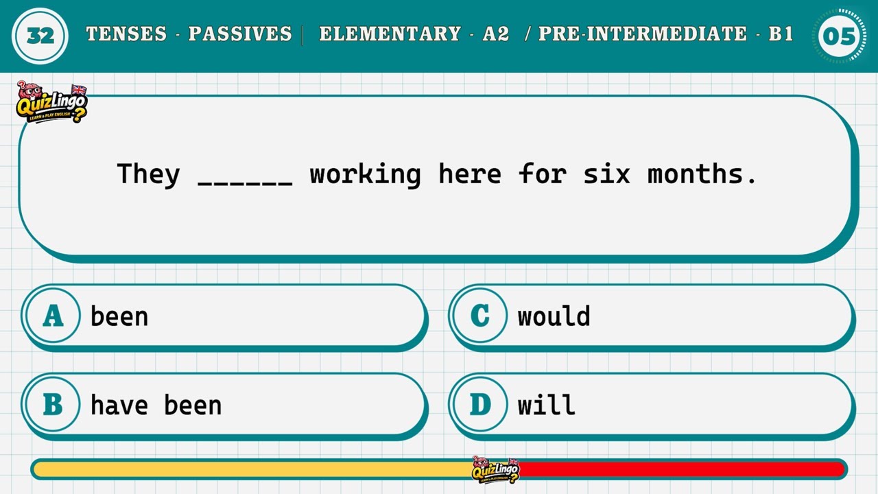 Passive Tenses Quiz  Elementary to Pre Intermediate  59 Questions  10 Seconds Each #5