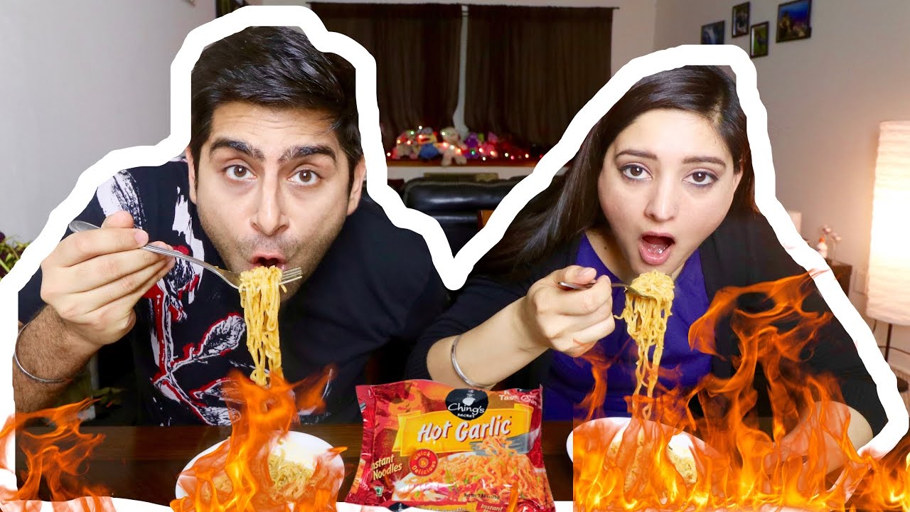 CHING'S HOT GARLIC NOODLE  CHALLENGE | INDIAN FOOD MUKBANG