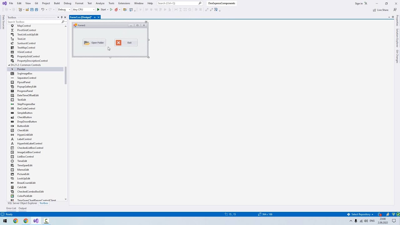3.) Simple Button in DevExpress