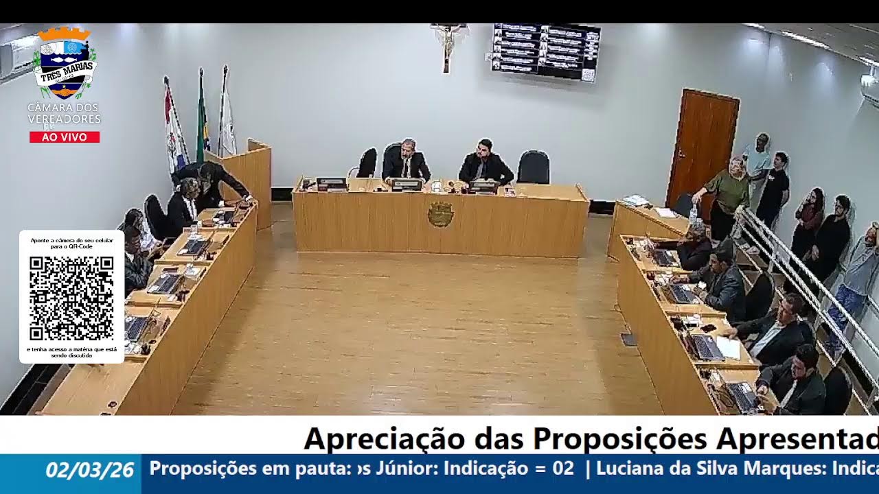 Transmissão Ao Vivo da 07ª Reunião Ordinária da Câmara de Três Marias/MG realizada em 02/03/2026.