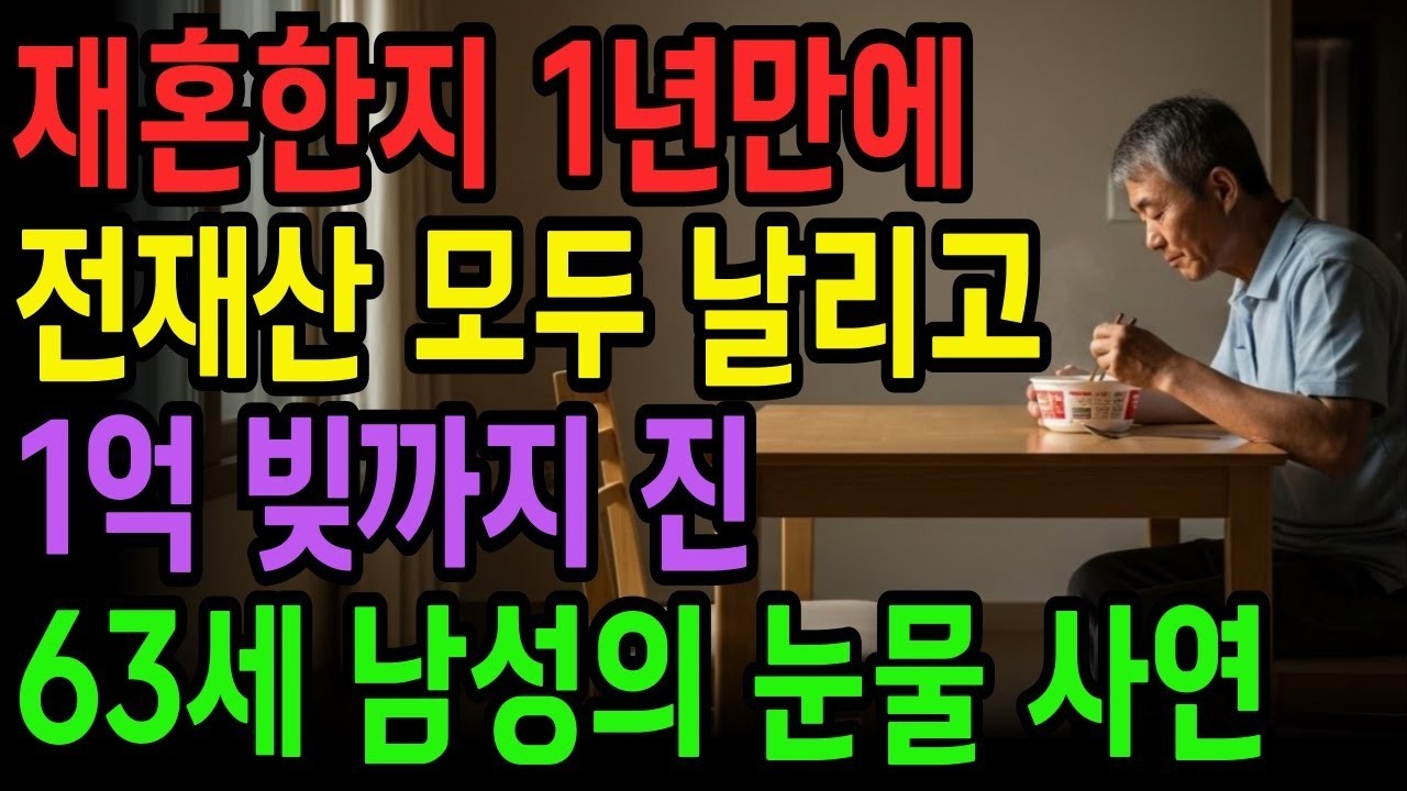 [노후 자금 사연] 퇴직금 2억원가지고 재혼 1년만에 전재산 모두 날려버리고 1억 빚까지 진 63세 가장의 무너진 노후 | 사연라디오 | 오디오북 | 노후의지혜