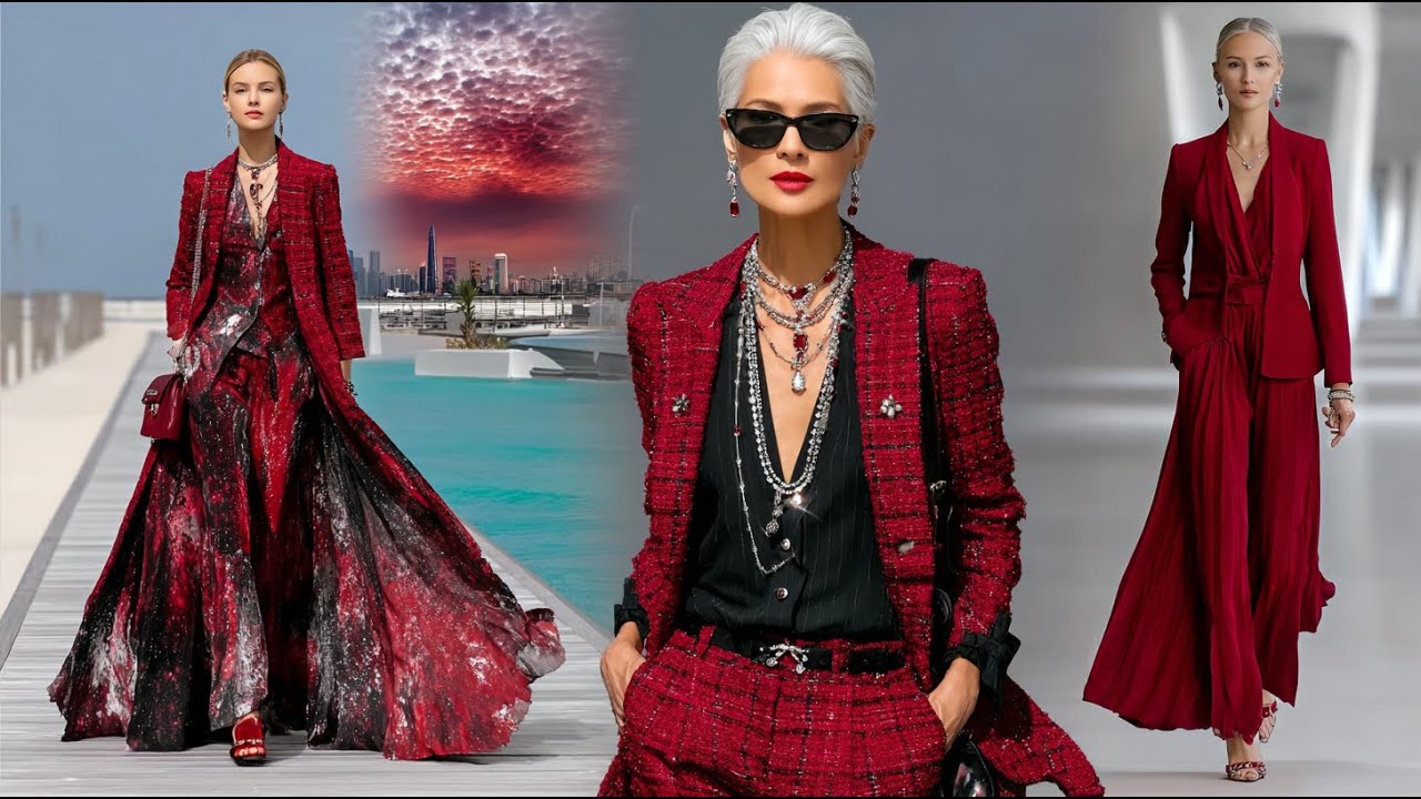 Элегантная коллекция CHANEL «Зима 2025» — насыщенный красно-зимний оттенок и классическая утончен...