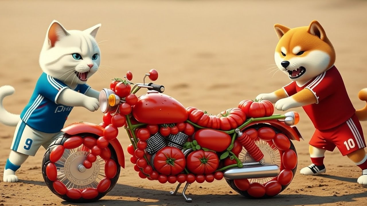 Meow Messi Built a Tomato Moto 😅 | Meow Ronaldo’s Unreal Reaction | Ai Cat Story