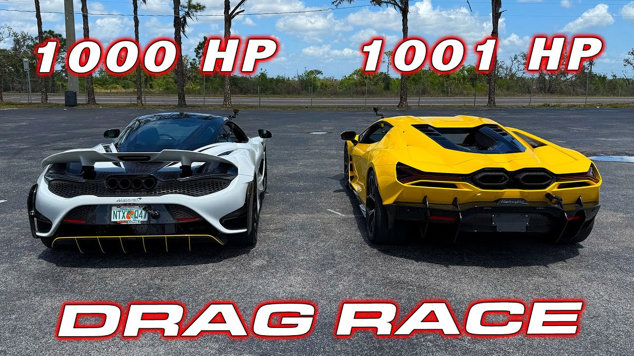 McLaren 765LT vs Lamborghini Revuelto 1/4 Mile Drag Race