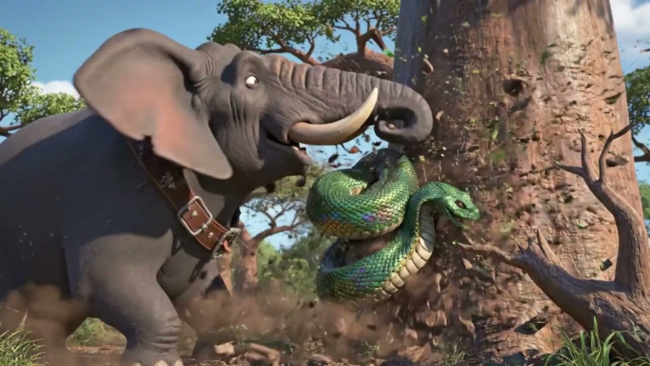Elephant Attack large tiger6 #movie #cat #catart #animation #catcartoon #cartoon #pets #film