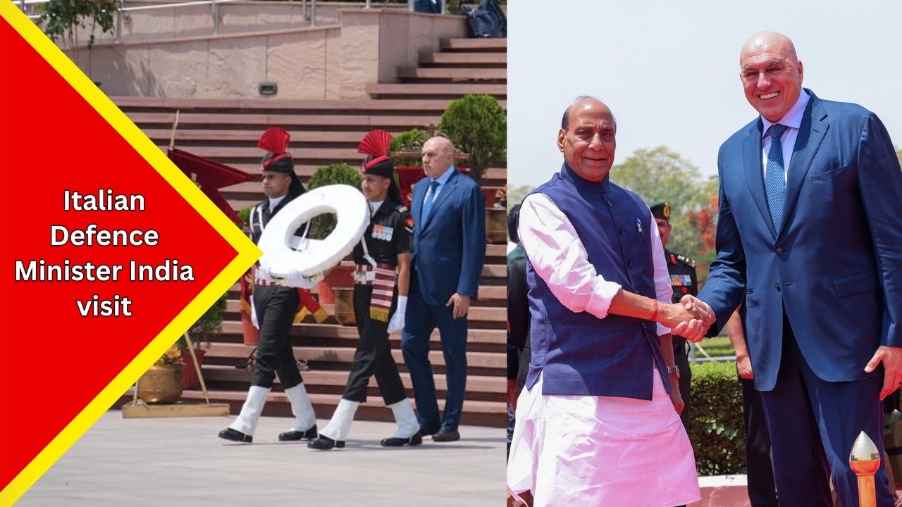 Italian Defence Minister Guido Crosetto receives Guard of Honour in the presence of Rajnath Singh...