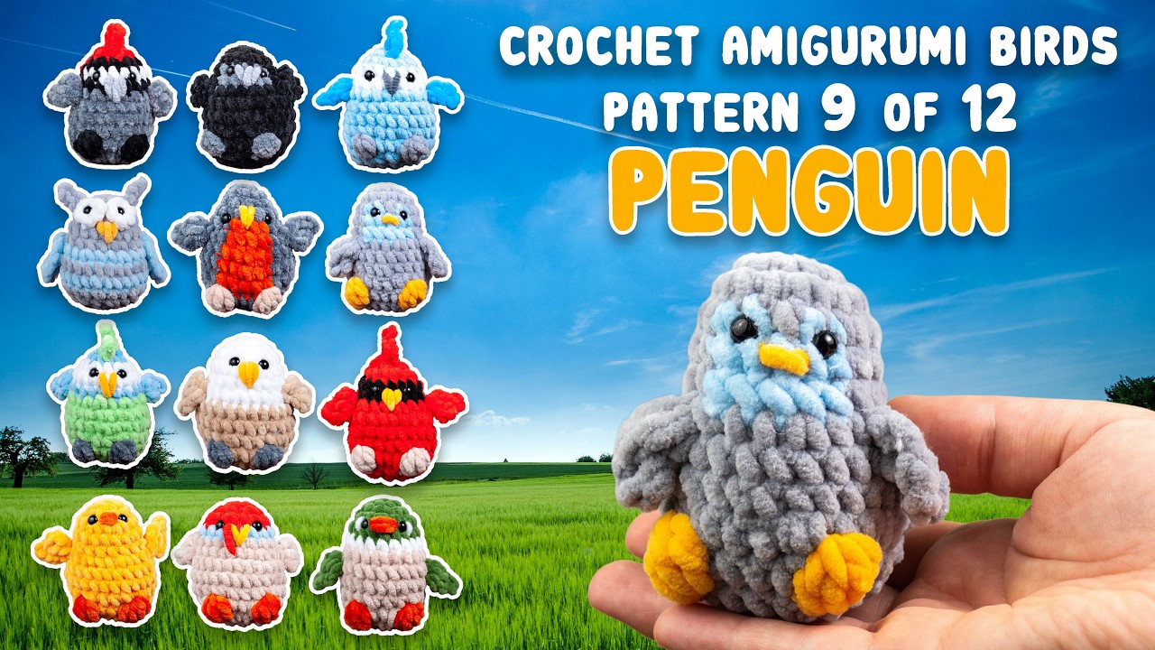 Penguin Mini Bird Crochet Pattern. No-Sew Free Crochet Pattern. Easy Amigurumi Animals