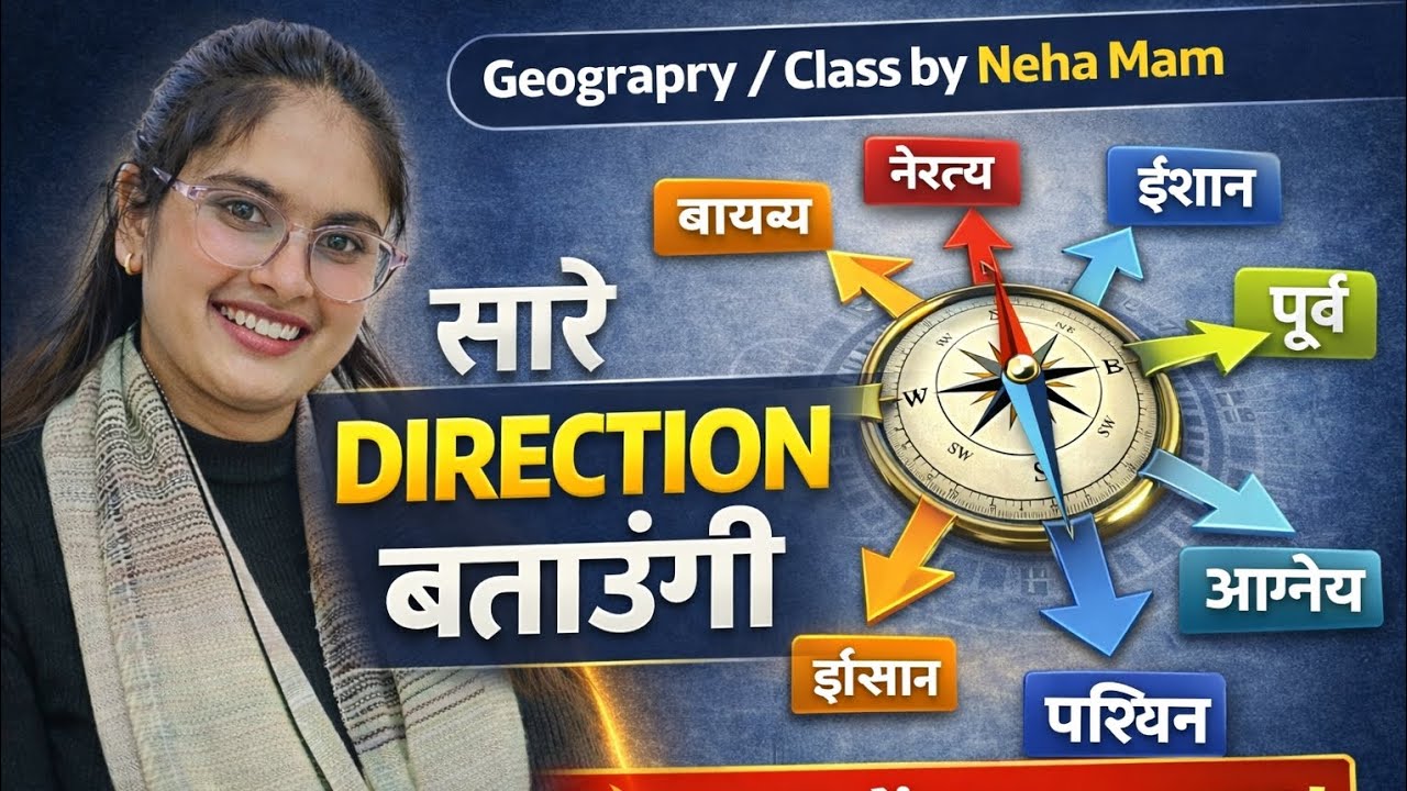 दिशा ज्ञान (Direction) सीखें 🔥🎯| सभी दिशाओं के नाम हिंदी और इंग्लिश में | Complete Direction Concept
