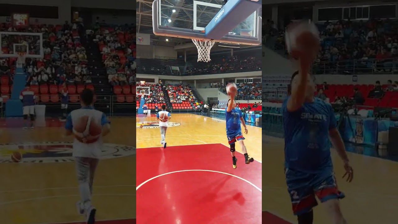 Senator Bong Go practicing his moves as he warms up ahead of the game