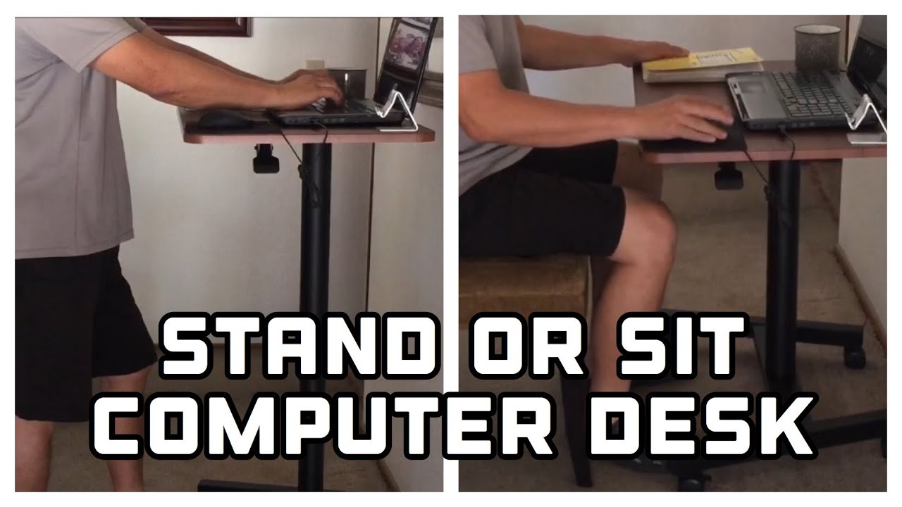 Stand or Sit  Adjustable Height Rolling Mobile Laptop Desk MPETAPT