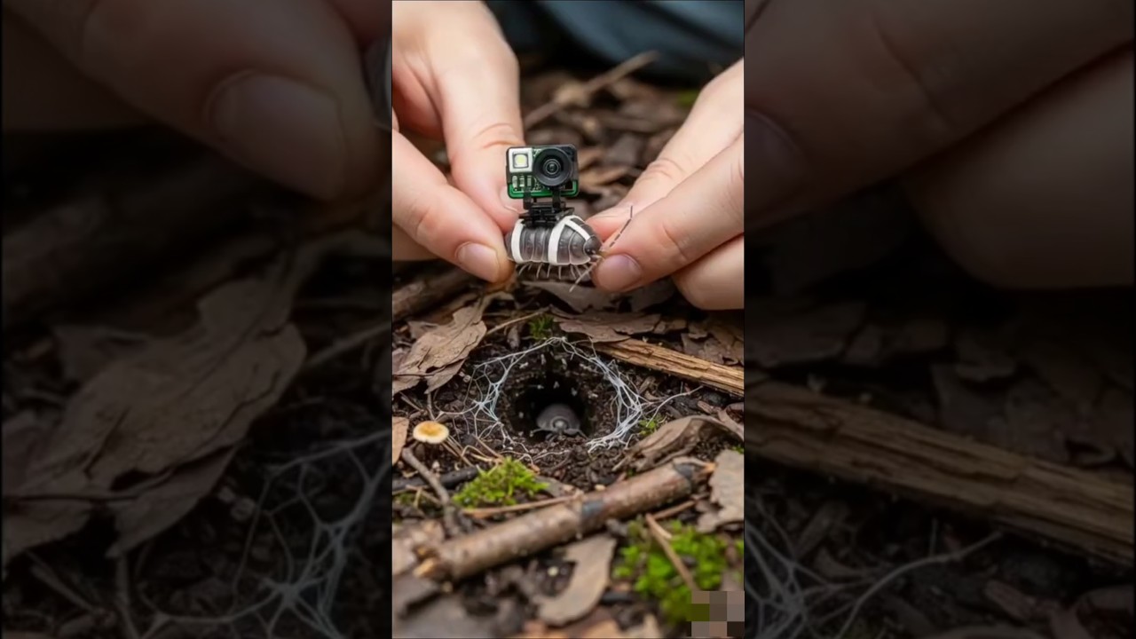 Camera Mounted on a Pill Bug &mdash; Exploring a Hidden Underground Colony@CRAZYANIMALOFFICIAL #shorts
