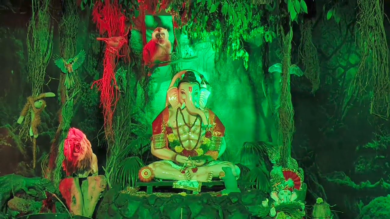 Ganpati decoration jungle theme  || #ganpatiathome || #ganeshchaturthi2025 || #decoration || #vlog