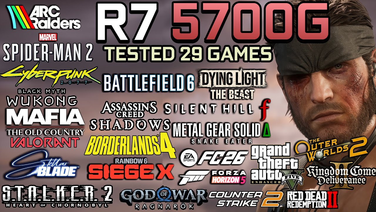 Ryzen 7 5700G in late 2025 : Test in 29 Games - Gaming Test in 2025